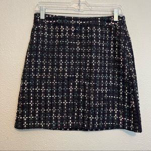 LOFT Navy Blue Tweed Pocket A-Line Skirt 2